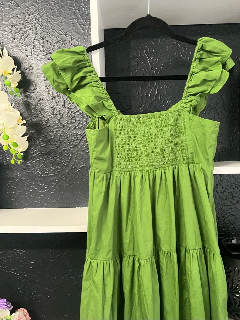 Abercrombie & Fitch Olive Green Tiered Maxi Dress